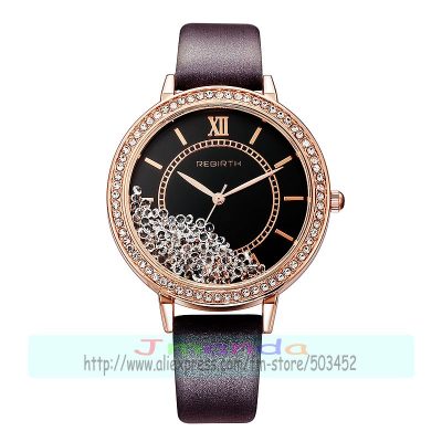 100pcs/lot rebirth RE200 high quality crystal lady leather watch wrap quartz rhinestone elegance wrist watch wholesale clock