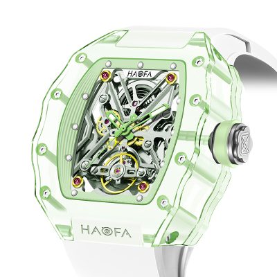 Haofa Crystal Mechanical Watches for Men Luxury Transparent Skeleton Wristwatch Waterproof Luminous Mens Automatic Watch 2203