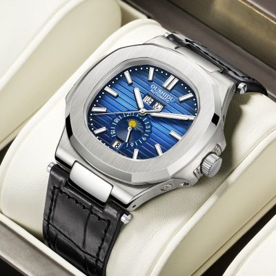 High quality moonphase blue dial automatic mechinical watches man