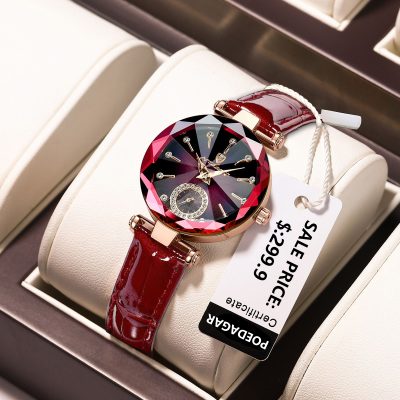 POEDAGAR Women Watches Fashion Diamond Dial Leather Quartz Watch Top Brand Luxury Waterproof Ladies Wristwatch Girlfriend Gift