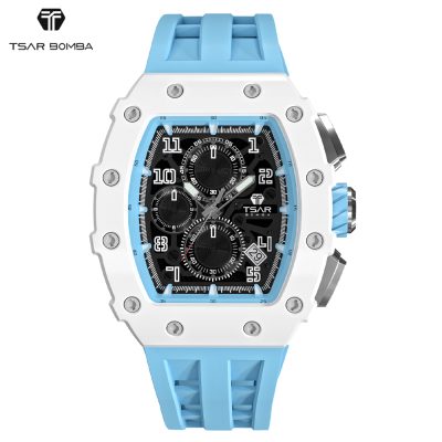 TSAR BOMBA Luxury Watch Men Top Brand Luminous Hand Imported Silicone Strap 50M Water Resistant Clock for Men Reloj Hombre