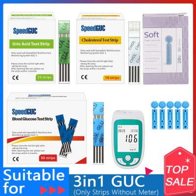 Cholesterol Test Strips&Uric acid Test Strips&Blood glucose Test strips for 3 in1 Multi-Function Diabetes Gout Device&Lancets